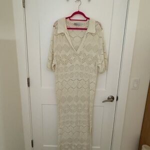 Free People Cream Crochet Maxi Dress